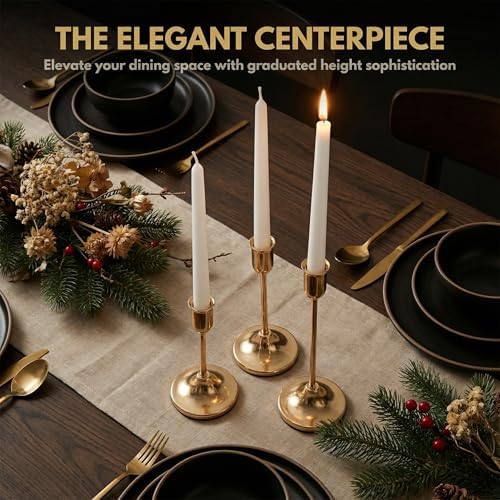54 Pcs Gold Candlestick Holders Set - Vintage Brass Taper Candle Holder for Pillar Candles - Modern Decorative Centerpiece for Wedding Fireplace Mantel Decor - Cozy Atmosphere Housewarming Gift - Image 6