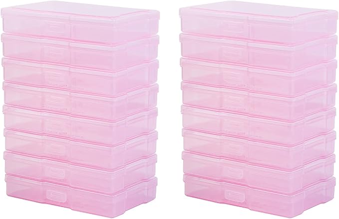4" x 6" Photo Storage Case with Handle, 16 Inner Photo Organizer Keeper, Extra Large Storage Picture Boxes, Seed Storage, Transparent Craft Keeper (Purple)