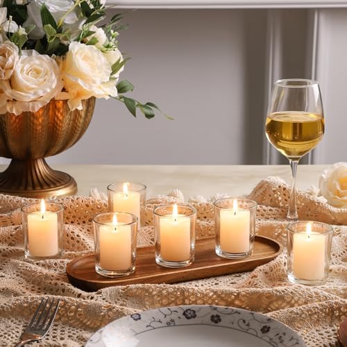 24pcs Clear Glass Tea Light Holders - Votive Candle Holders Bulk for Weddings Events - Glass Votives for Wedding Centerpieces, Christmas, Thanksgiving - Candle Accessories Decor (24, Clear) - Image 4