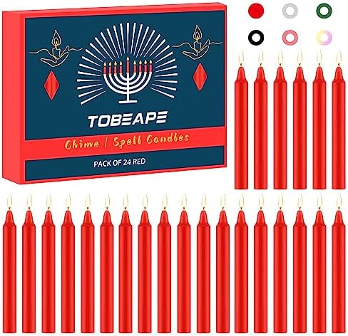 Tobeape 24 Pack Red Spell Chime Candles, 4" Unscented Mini Taper Candles by Tobeape