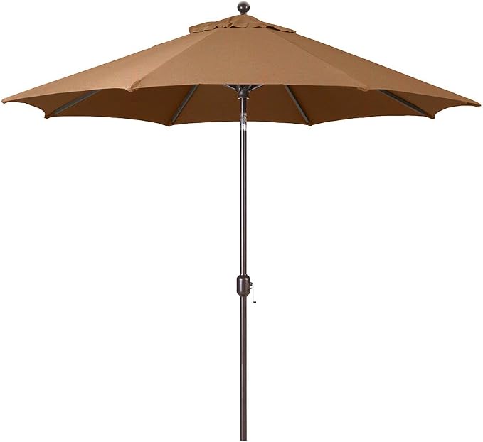 Galtech Deluxe Auto Tilt Market Umbrella, 7.5ft - Outdoor Patio, Deck, Pool, Backyard Stand Alone Umbrella - Octagon, Heavy Duty w/Bronze Frame & Sunbrella Fabric (Teak)