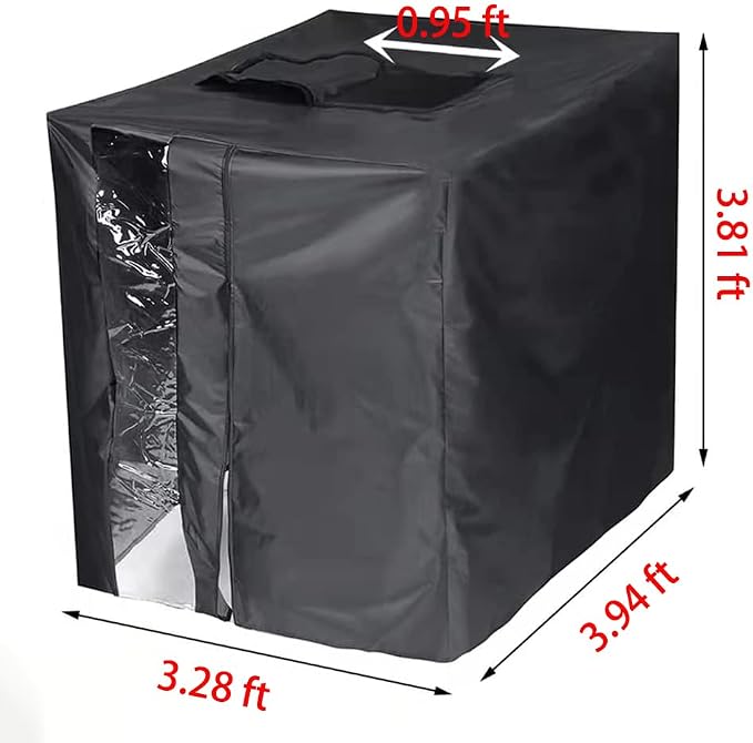 IBC Tote Cover, GDCCPRO 600D Heavy Duty Waterproof Cover for 1000L IBC Container Rain Water Tank Outdoor 275 Gallon Rain Barrel Foil Anti-Dust Cover Sun Protection Anti-UV (600D W/Window)