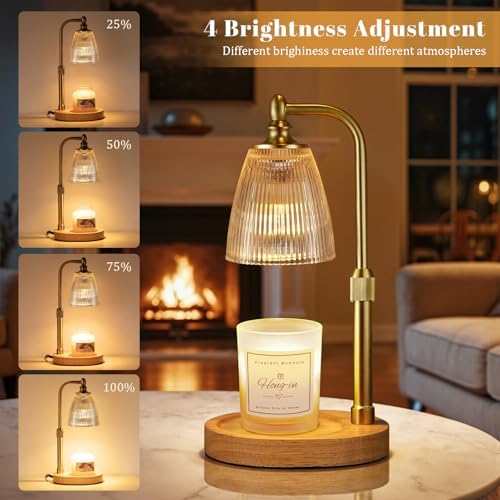 Hong-in Amber Candle Warmer Lamp with Timer Dimmable,Birthday Gifts for Women Sister,House Warming Gifts New Home,Adjustable Height Wax Melt Warmer for Jar Candles,Ideal for Office,Bedroom Home Decor - Image 2