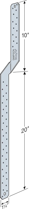 Simpson Strong-Tie MTS30 Medium Twist Strap - 30 in. Length, 54-mil Thickness, Zinc Galvanized 16-Gauge Steel Construction, Resists Moderate Uplift Loads