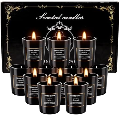 12 Pack Scented Black Candles Gift Set for Dad, Soy Wax Aromatherapy Candles for Home, 12 Masculine Fragrances, Gift from Daughter/Son for June Holiday, Stress Relief & Relaxation for Men - Image 4