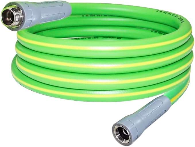HQMPC Garden Hose 5/8"IDx30' Hose Durable PVC Non Kinking Heavy Water Hose with Brass Hose Fittings Hybrid Lightweight Hose (30 FEET) Light Green