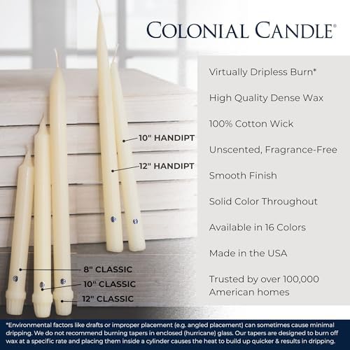 Colonial Candle Unscented Taper Candle, Handipt Collection, Amber, 10 in, Pack of 12 - Up to 8 Hours Burn - Image 4