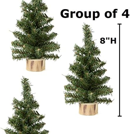 Pack of 4 Small Artificial Canadian Pine Christmas Trees by Factory Direct Craft - Mini 8 inch Pine Trees with Wood Bases - Add to Holiday Décor and Decorations in Home or Office - Image 4