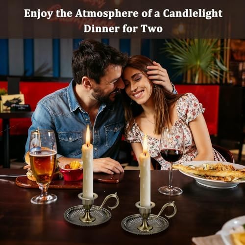 Candle Holder Candlestick Holders,2Pcs Taper Candle Holders Vintage Candlestick Holders with Handle for Party Wedding Home Decor - Image 5
