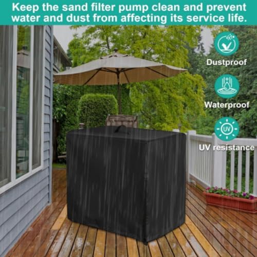 Sand Pool Filter Cover - 33x24x33.8in abovee Ground Pool Pump Cover | Adjustable Fabric Sand Filter Pump Filter Protection, Durable Waterproof Pump Protection, Weather-Resistant Accessory for Storage