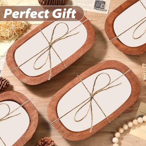 FoldTier 4 Pcs Wooden Dough Bowl Bulk, Brown, 10'' X 6'' X 2'', Classic - Image 4