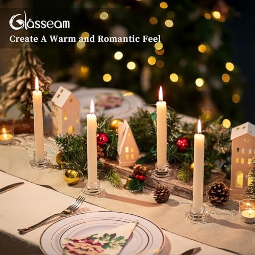 Glasseam Glass Tapered Candlestick Holders: Small Taper Candle Holders Set of 4 Clear Candle Sticks Holder for Table Centerpiece Short Modern Candle Holder for Wedding Christmas Home Decoration - Image 3