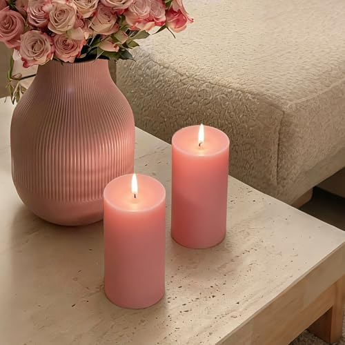 6 Pack Soy Pillar Candles, 2x4 Inch Unscented Pink Candles for Home Decor - Image 2