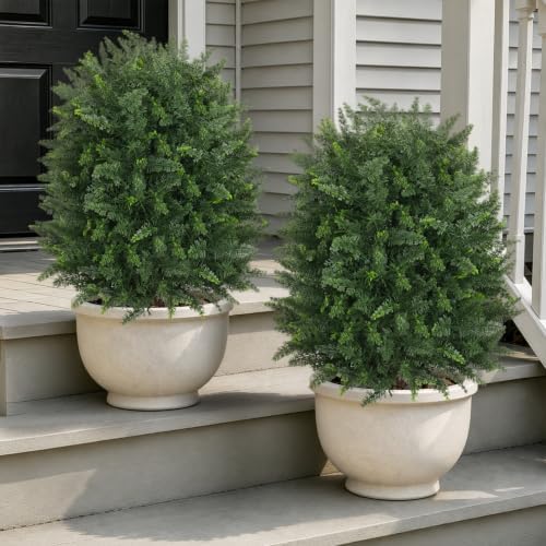 2 Pack Artificial 28.7 Inch Cedar Topiary Trees with Ground Spike by LivingGreenEveryDayShine