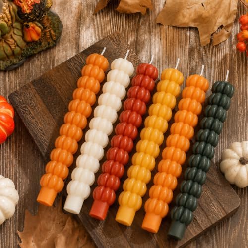 6Pcs Pumpkin Taper Candles, Unscented Halloween Fall Table Decor - Image 3