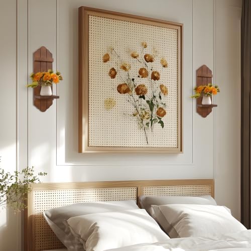 Wall Candle Sconces Set of Two, Rustic Wood Wall Candle Holder Decor, Farmhouse Wooden Candle Holder Wall Decorations for Fireplace, Hallway, Living Room, Bedroom, Walnut Wood Color - Image 4