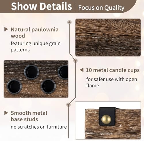 NUPTIO Wood Candelabra for Table Centerpiece: Long Taper Candle Holder - Image 6