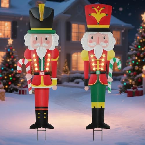 Lewondr 2 PCS Christmas Decororations Outdoor with Warm Light by Lewondr