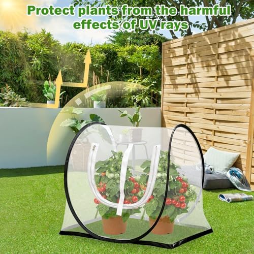 2 Pcs Garden Plant Protector Covers with Mesh Vents, 26.8"x25.6"x16.9" Pop Up Insect Barrier for Raised Beds, Easy Setup Netting to Guard Vegetables, Seedlings, Potted Plants Outdoor - Image 6
