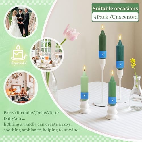 Unscented Dripless Taper Candles Gradient Green 5INCH Smokeless Short Taper Candlesticks for Dinner Weddings Birthday Party Home Décor - Image 6
