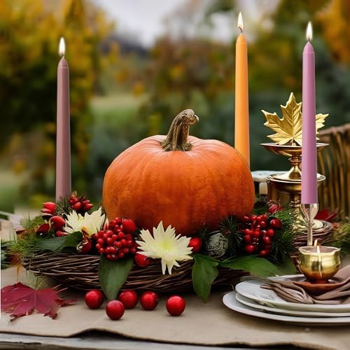 6Pcs Taper Candles Orange Set for Modern Farmhouse Decor,10 Inch Gradient Orange Candle Sticks for Boho Decor,Dripless Unscented Long Burning Rustic Candlesticks for Centerpiece,Wedding,Dinner - Image 6