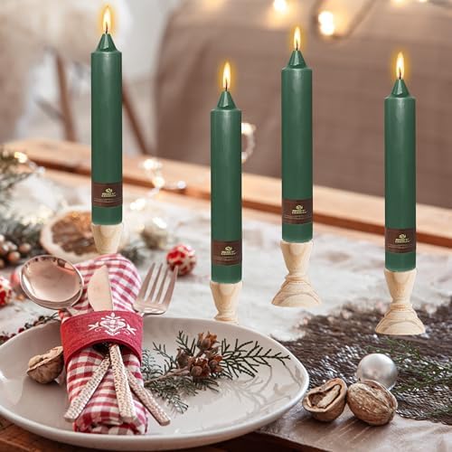 Christmas Green Candle 9 Inch Tall Smokeless Taper Candles 4 Pack Unscented Dinner Candle for Christmas Festive, Halloween Thanksgiving Day Fall Home Decor - Image 2