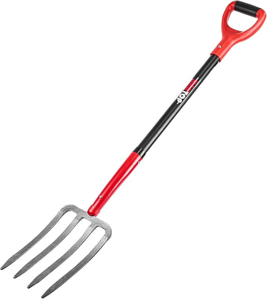 4-Tine Forged Garden Fork Digging Forks with Fiberglass Handle 43 in | Heavy Duty,For Gardening, For Hay, For Digging Potatoes,Pitchfork