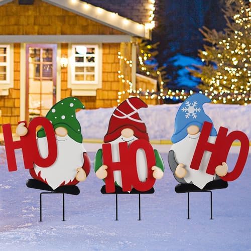 DR.DUDU Outdoor Christmas Decorations Gnomes Yard Stakes, Set of 3 by DRDUDU