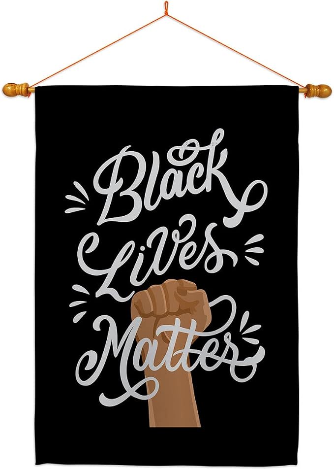 Stop Racism Tapestry Home Decor Banner Wall Art Patio Porch Lawn Garden Flag Stand Pole Room Decorations Indoor Outdoor Black History Month BLM African Americans Heritage Made in USA