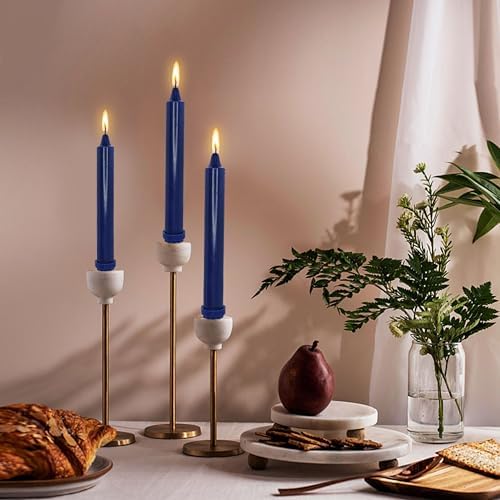 NJAO HOO Indigo Candlesticks 8 Inch Unscented Taper Candle Dripless Handmade Colored Candles for Home Decor Dinner Table Kitchen and Bedroom, 4 Pack - Image 4