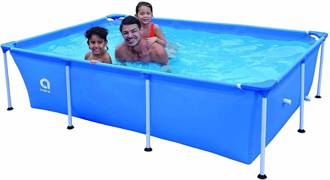 DIMAR GARDEN Above Ground Swimming Pool for Adults, Outdoor Rectangular Steel Frame Swimming Pool for Backyard Lawn Family, 7.5ft x 5.2ft x 16.5in