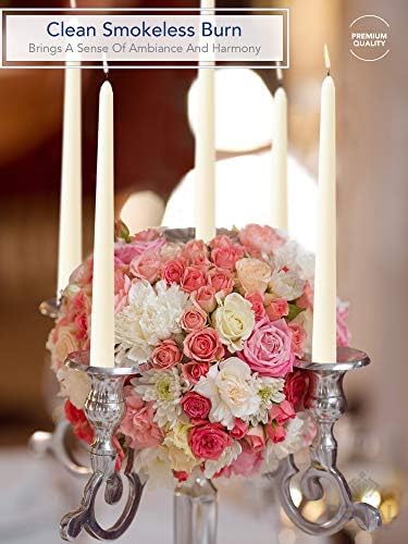 Royal Imports Unscented Taper Candles, Elegant Premium Quality, Dripless & Smokeless, Hand-Dipped Dinner Candles for Wedding, Holiday, Home Decor - 7 Hour Burn Time - Set of 12 (10 Inch, Ivory) - Image 2
