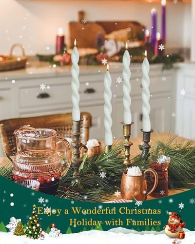 White Short Taper Candle Unscented Smokeless Spiral Twisted Candlesticks for Holiday Dinner Party Christmas Decorations-7.5inch-4pack - Image 4