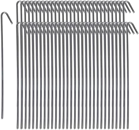 60 Pack Tent Stakes Metal Garden Edging Fence Hooks Pegs Christmas Decoration Stakes Made USA 9 inches Long by PinnacleMercantile