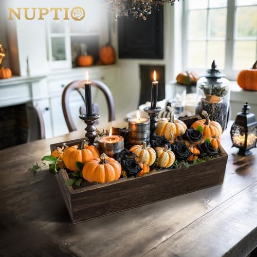NUPTIO Wooden Flower Box Centerpieces, Rectangle, 11.8" Long, Brown, 6 Pcs - Image 3