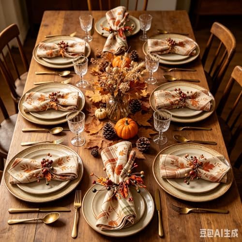 6 Pcs 1.38" Mini Fall Thanksgiving Taper Candle Rings Wreaths Small Artificial with Autumn Oak Leaves Acorns Berries Taper Candle Holder Wreath for Candlesticks Table Centerpieces Harvest Decor - Image 4