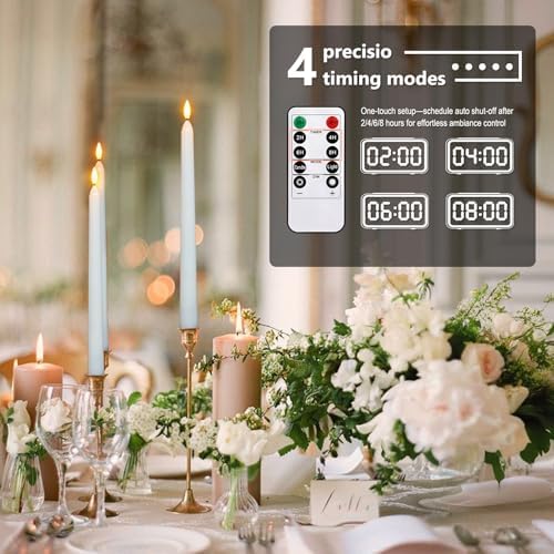FPOO 6 Pack Rechargeable Taper Candles with USB Cable, 200+ Hours Use, Fast Charge, LED Flameless Candlesticks with Remote Timer for Home Wedding Christmas Window Party Decor - Image 4