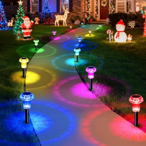 Solar Christmas Lights Outdoor Waterproof 8 Pack Color Changing LED by Priddop