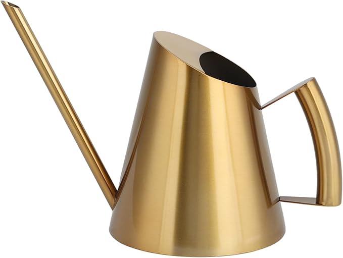 13.6 oz Watering Can Indoor Plants Stainless Steel Plant Waterer Watering Pot Sprinkle Pot Garden Flowers Plants Flower Tool Gold Watering Can with Long Spout (400ml)