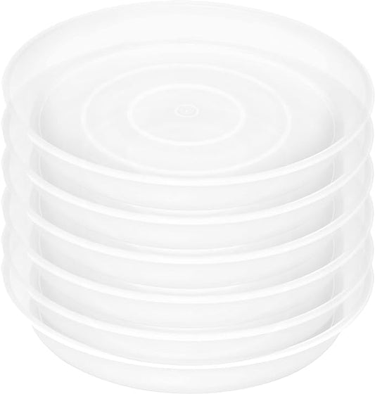 6 Pack of 8 inch Plant Saucer Clear, Heavy Duty Plastic Plant Water Tray 8 inch Round, Flower Plant Saucers for Indoors No Holes, Plant Dishes Saucer for Planter 7"/8" (8", Clear)