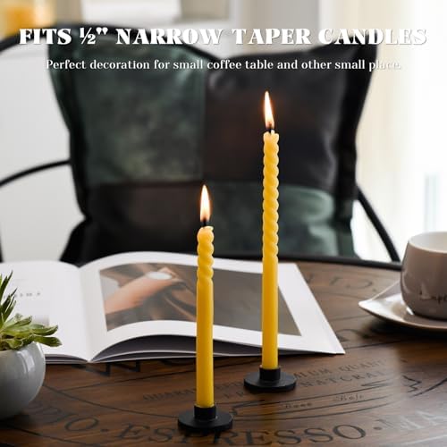 12 PCS Black Iron Thin Taper Candle Holders for 1/2 Inch Candlesticks - Image 4