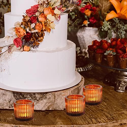 VOHO Set of 12 Amber Candle Holder for Fall Thanksgiving Wedding Decor - Image 5