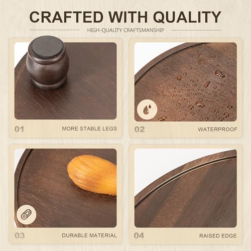 EOSAHR Acacia Wood Display Riser: Pedestal Stand for Home Decor, Dark Brown - Image 5