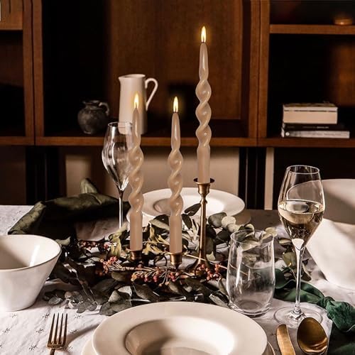 Smokeless Spiral Taper Candles 10 Inch Handmade Unscented Brown Twisted Candles for Home Decor - Image 4