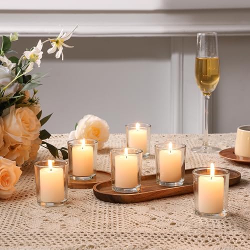 6pcs Clear Glass Tea Light Holders - Votive Candle Holders Bulk for Weddings Events - Glass Votives for Wedding Centerpieces, Christmas, Thanksgiving - Candle Accessories Decor (6, Clear) - Image 3