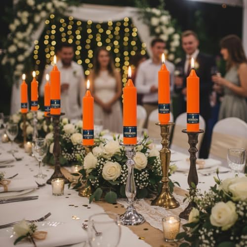 Orange Taper Candles 7 Inch – Gedengni 4 Pack Unscented Long Burning 18H Dripless Candlesticks for Wedding Table Centerpiece Mother’s Day Spring Summer Home Dining Boho Party Decorations - Image 4