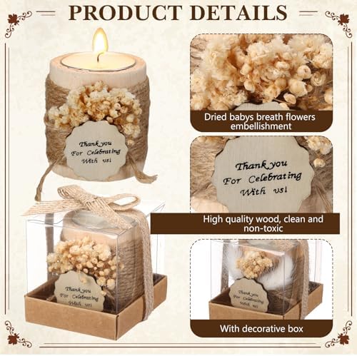Mtlee 20 Sets Baptism Candle Favors for Guests, Beige, Thank You - Image 5
