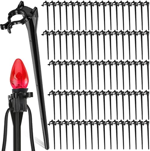 Queekay 7 Inch Christmas Light Stake for C7 C9 Yard Lawn, Black, 100 Pieces by Queekay