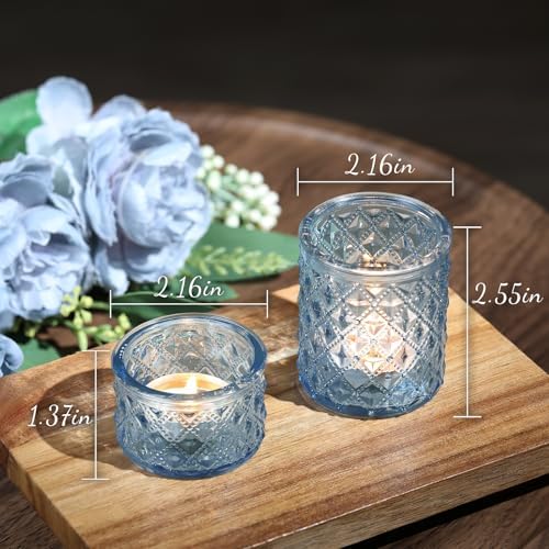 20 Pcs Blue Votive Candle Holders Glass Tea Light Candle Holder Bulk - Image 2