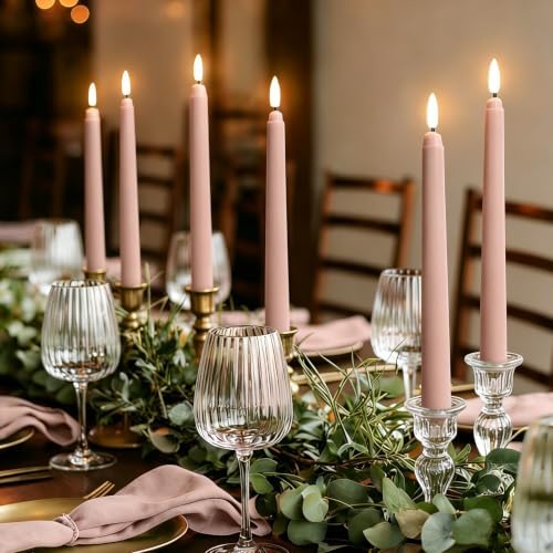 Dusty Pink Flameless Taper Candles with Remote Set of 4 - Image 3